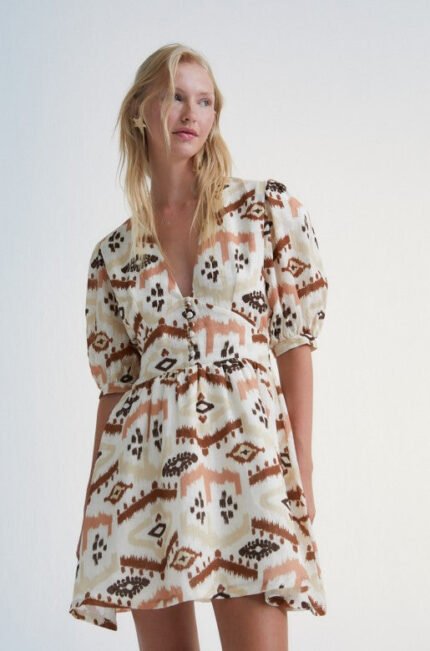 Women linen mini dress - West